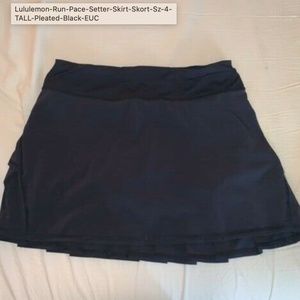 Lululemon Run Pace Setter Skirt Skort  4 TALL EUC!